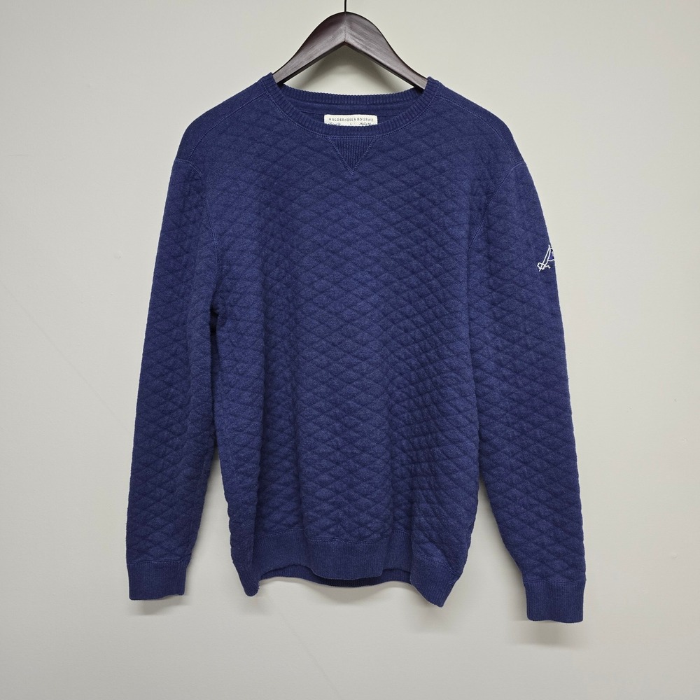 Holderness & Bourne The Ward Sweater Mens L Heathered Atlantic Cotton Quilted